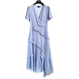 Lulus Next To You Swiss Dot Ruffled Midi Dress Periwinkle ✨SOLD OUT COLOR✨